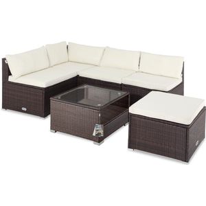 Casaria Polyrattan Loungeset -Incl. Kussens Tafel - Bruin Crème