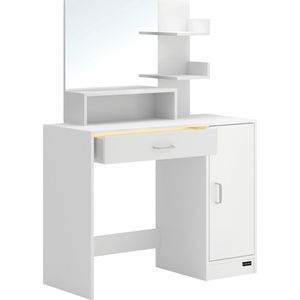 Blake - Kledingkast met spiegel - Wit - 150x62x215 cm
