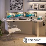 Casaria Bureau Tafelblad Elektrisch LCD-scherm Hoogte Verstelbaar 73-118cm Stalen Frame, Modell:160cm Weiß