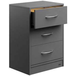 Casaria - Eloise - Nachtkastje - Antraciet - 3 Laden - LED Verlichting