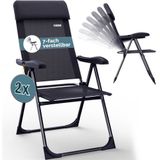 Casaria - Tuinstoelen - Antraciet - Opvouwbaar - 7-voudig Verstelbaar - 2 Stuks