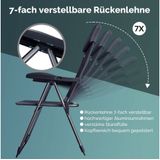 Casaria - Tuinstoelen - Antraciet - Opvouwbaar - 7-voudig Verstelbaar - 2 Stuks