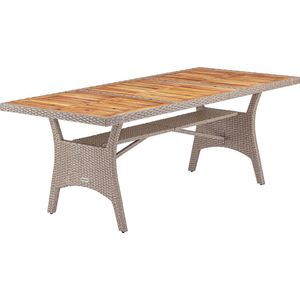 Casaria - Polyrattan Tafel - Beige - FSC® Gecertificeerd Acaciahout