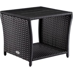 Casaria Polyrattan Bijzettafel WPC Tafelblad 45x45x40cm – Zwart