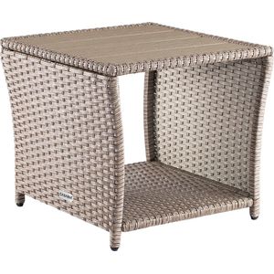 Casaria Polyrattan Bijzettafel - WPC Tafelblad 45x45x40cm – Beige