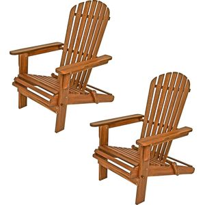 Casaria Adirondack Tuinstoel 2 Stuks - Acacia Hout - Inklapbaar