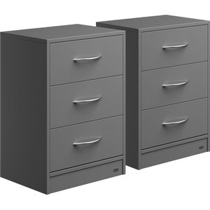 Casaria - Eloise - Nachtkastje - Antraciet - Set van 2 - 3 Lades