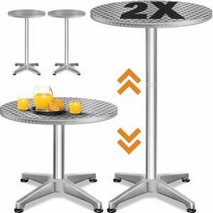 Casaria Set van 2 Statafels In Hoogte Verstelbaar 70cm/115cm Aluminium Rond Tuin Bistrotafel Bartafel Partytafel