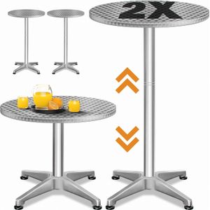 Casaria - Ronde Statafel - In Hoogte Verstelbaar - Aluminium - Diameter 60cm