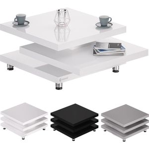 Casaria - Couchtisch Hochglanz Modern 360° Drehbare Tischplatte Höhenverstellbar mdf Wohnzimmertisch Sofatisch 60x60cm - Weiß