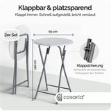 CASARIA Statafel Set van 2 - Inklapbaar - Marmerlook - Wit - Ø60cm