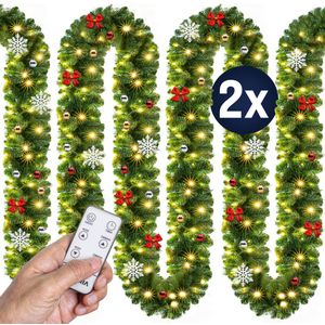 Weihnachtsgirlande 5m 2er-Set geschmückt inkl Fernbedienung