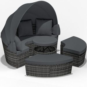 Polyrattan zonne-eiland Grijs Ø185cm