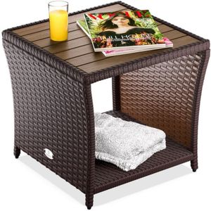 Polyrattan bijzettafel bruin 45x45x40cm