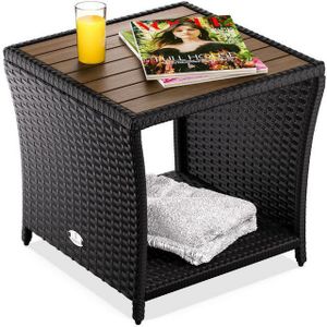 Polyrattan bijzettafel zwart 45x45x40cm