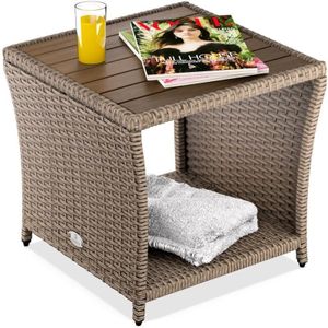 Polyrattan bijzettafel crème 45x45x40cm