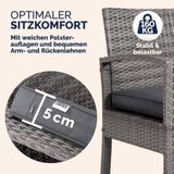 Casaria - Polyrattan Tuinset - 4 Personen - Grijs - Inclusief Kussens