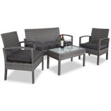Casaria - Polyrattan Tuinset - 4 Personen - Grijs - Inclusief Kussens
