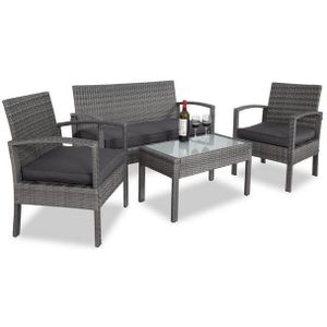 Casaria - Polyrattan Tuinset - 4 Personen - Grijs - Inclusief Kussens
