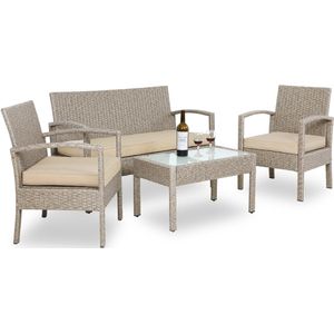 Casaria - Polyrattan Tuinset - 4 Personen - Creme - Incl. Kussens