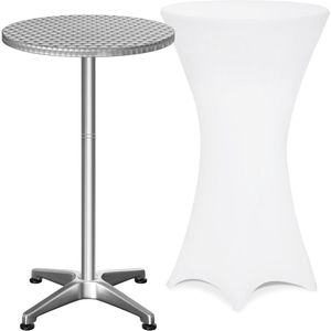Casaria 2x Ronde Statafel - In Hoogte Verstelbaar 70/115cm - Aluminium
