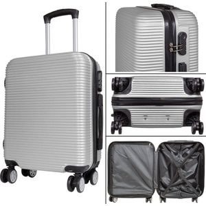 Reiskoffer - Koffer met TSA slot - Reis koffer op wielen - Stevig ABS - 66 Liter Malaga - Zilver - Travelsuitcase - M
