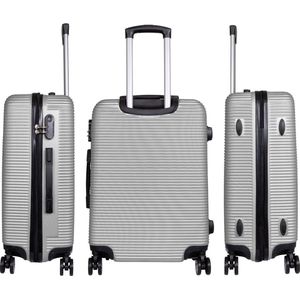 Handbagage koffer - Reiskoffer trolley - Lichtgewicht koffers met slot op wielen - Stevig ABS - 37 Liter - Malaga - Zilver - Travelsuitcase - S