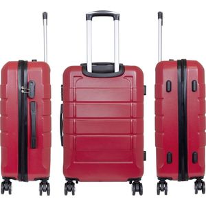 Travelsuitcase - Koffer Como - Reiskoffer met cijferslot en wielen - Stevig ABS - ca 61 Liter - Rood - Maat M ca 67x45x25 cm
