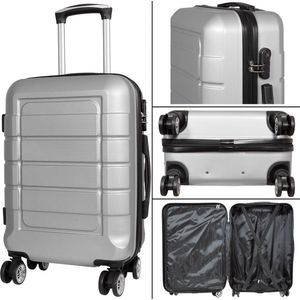 Handbagage koffer - Reiskoffer trolley - Lichtgewicht koffers met slot op wielen - Stevig ABS - 41 Liter - Como - Zilver - Travelsuitcase - S