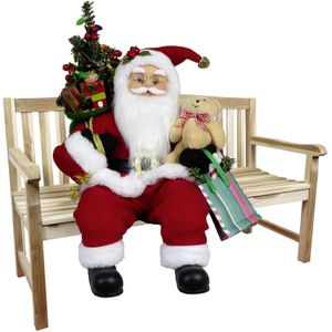 Kerstman decoratie pop Gijs - H45 cm - Rood - Kerst beeld