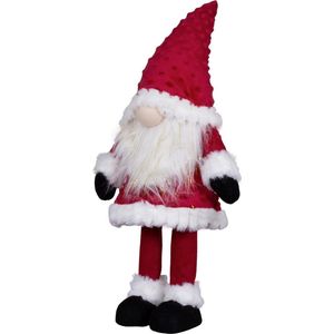 Decoratie pop gnome/kabouter - kerstman pop - 42 cm - rood - Kerstman pop