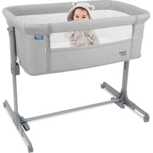 ib style® Aluna Baby Bed - Co-Sleeper - Reisbedje met Tas - Wieg - Hoogteverstelbaar - Inklapbaar - Met Matras - Grijs