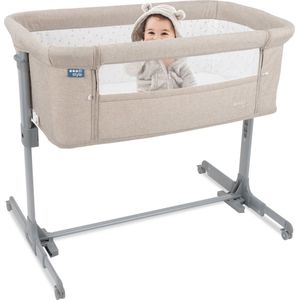 ib style® Aluna Baby Bed - Co-Sleeper - Reisbedje met Tas - Wieg - Hoogteverstelbaar - Inklapbaar - Met Matras - Zand