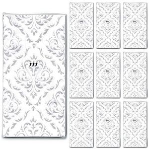 100 zakdoeken bruiloft reliëf (10x10) unieke momenten voor vreugdetranen wit-zilver