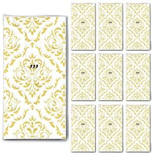 100 zakdoeken bruiloft reliëf (10x10), unieke momenten voor vreugdetranen, wit-goud