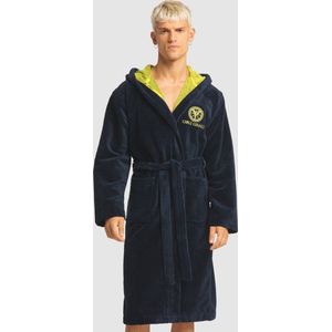 Carlo Colucci - Badjas - Blauw - Heren - Met Capuchon van Velours Badstof