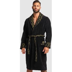 Carlo Colucci - Gouden Velours Jacquard Badjas - Zwart - Heren
