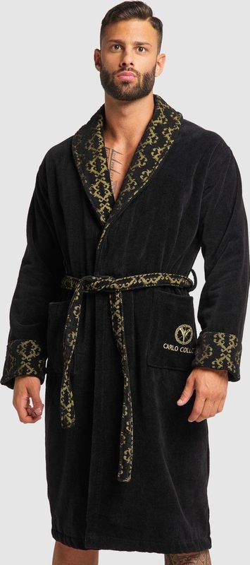 Carlo Colucci - Gouden Velours Jacquard Badjas - Zwart - Heren