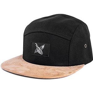Blackskies® Port Fairy 5-Panel Cap Suede Faux Leather Visor Unisex Baseball Cap Zwart