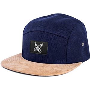 Blackskies® Port Royale 5-Panel Cap Suede Faux Leather Visor Unisex Baseball Cap Navy Blue