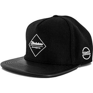 Blackskies® Amun Snapback Cap Zwart Kunstleren Vizier Unisex Premium Baseball Cap Wol