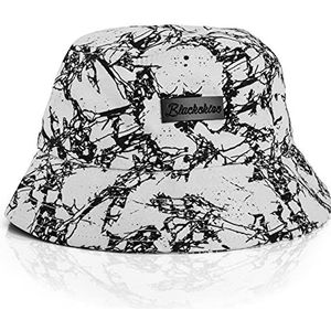 Blackskies Bucket Hat uniseks zonnehoed vissershoed zwart wit met bloemenpatroon, Fenrir, Eén maat