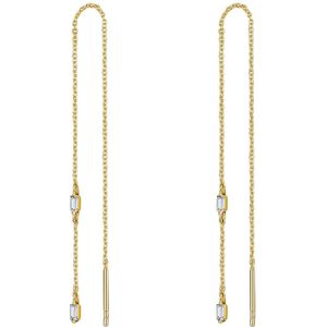 Oorbellen - Geelgoud - Sterling Zilver - Zirkonia Wit