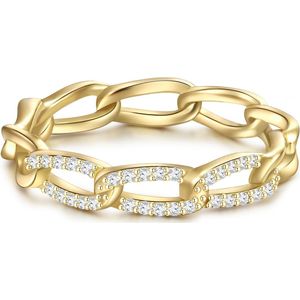 Gems München Dames Dames ring 925 sterling zilveren Zirkoon 58 Geelgoud 88671937