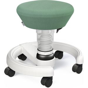 Aeris-Swoppster- balanskruk op wielen voor kinderen - groene zitting - wit frame - witte veer