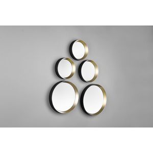 Mirrors & More Vivien Spiegels Set Van 5 Rond In Frame Zwart / Goud