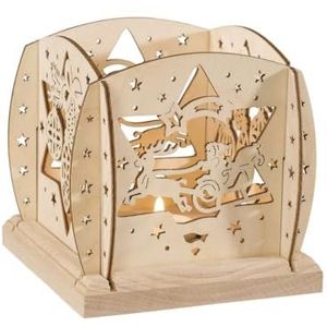 Rudolphs Schatzkiste Lantaarn Kerstman op slee voor 1 theelicht B x H x D 12 x 12 cm NIEUW Houten Lantaarn Windlicht Tafellantaarn