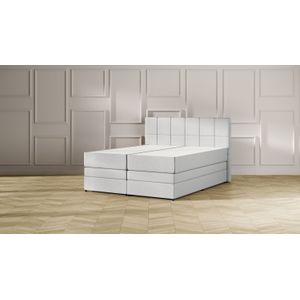 Emma Deluxe Storage Boxspring 200x200cm - Lichtgrijs - Elegant Hoofdbord