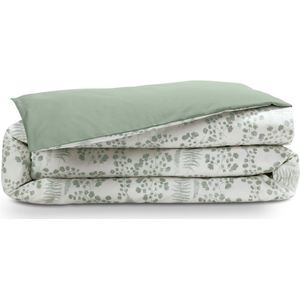 Emma Percal Dekbedovertrek 200x200 cm Groen Eucalyptus & Beige