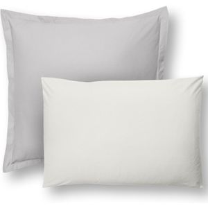 Emma Percal Kussenslopen  50x70 cm Wit & Lichtgrijs